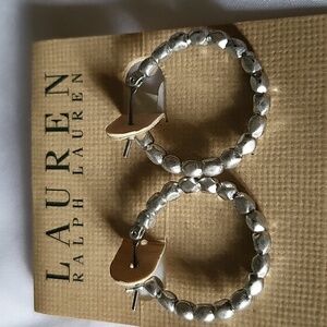 NWT Lauren Ralph Lauren Silver Sculpted Hoop Earrings